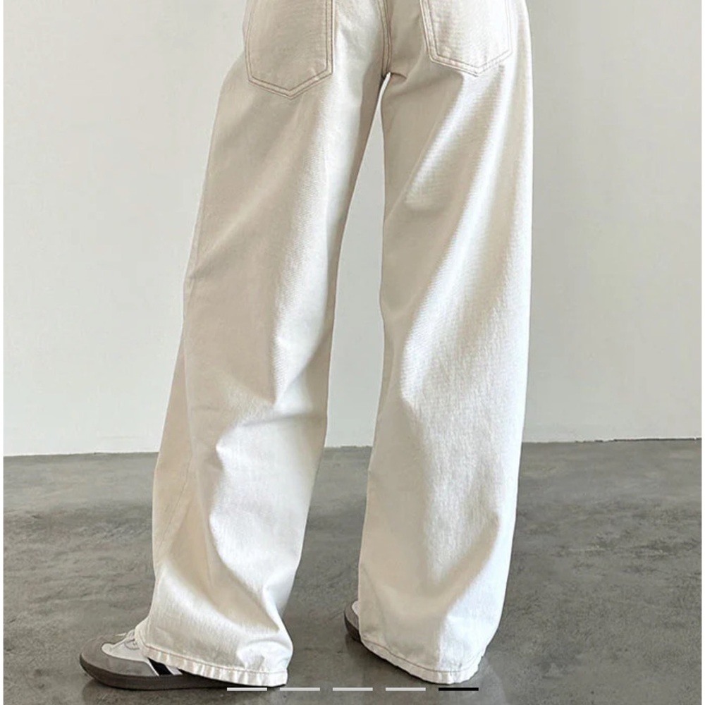 Motel Rocks White Low Rise Wide Leg Jeans - Picture 2 of 2